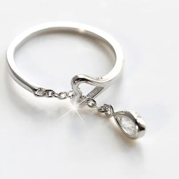 Retro water drop pinky/knuckle ring - Picture 5 of 12